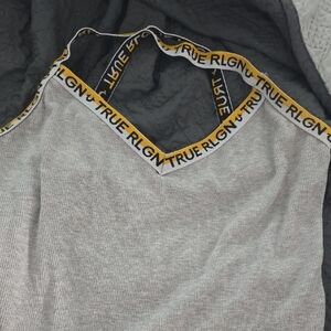 True Religion Heather Gray Tank with Yellow Accents